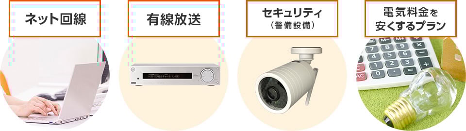 ネット回線・有線放送・セキュリティ（警備設備）・電気料金を安くするプラン
